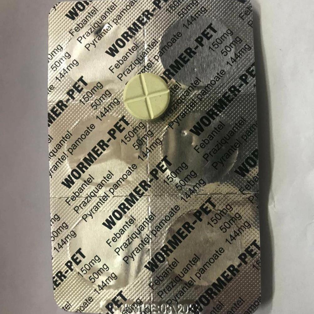 Praziquantel 50mg + Pyrantel pamoate 144mg + Febantel 150mg  tablet